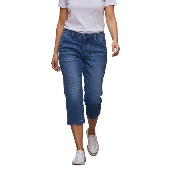 Eddie Bauer Women's Jeans 10P Vashon Fit Cropped Medium Wash Mid Rise Denim - Picture 1 of 7